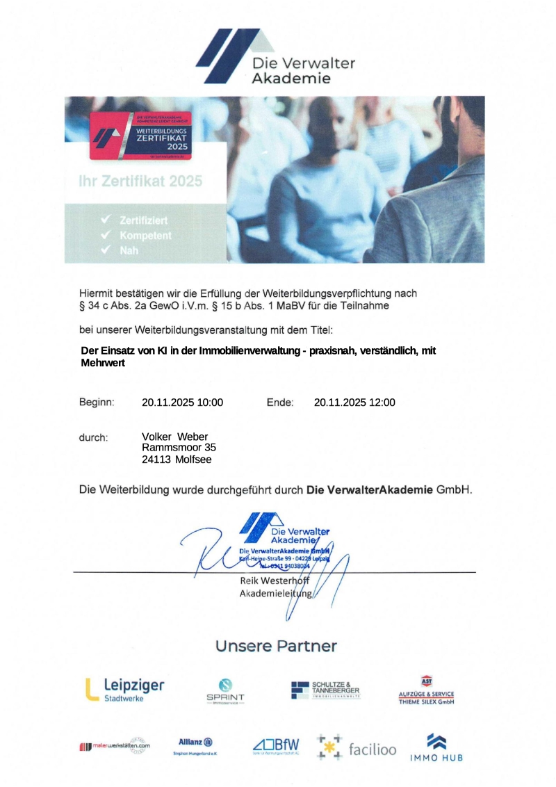 Zertifiat der Verwalterakademie